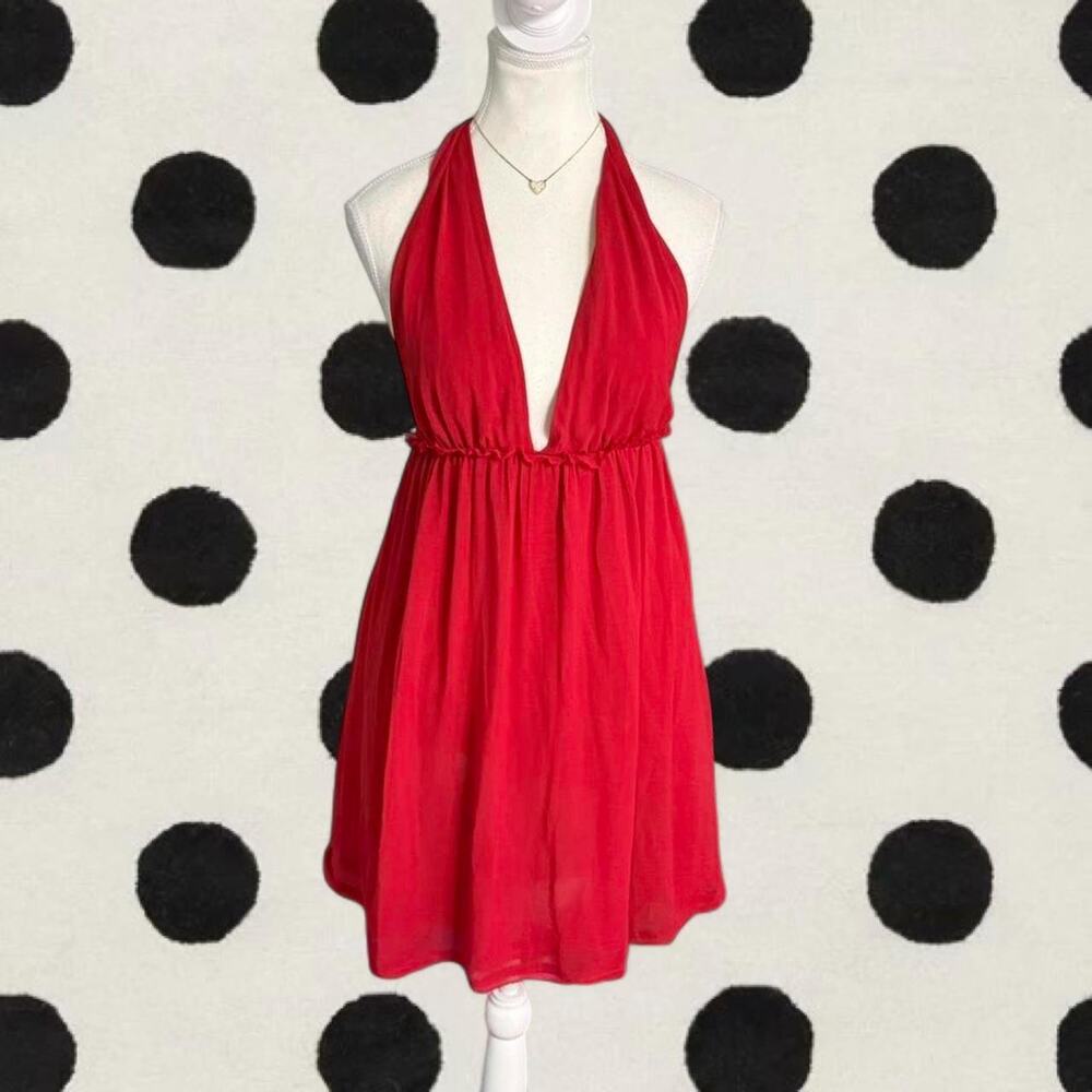 Free People ESME Mini Red Halter Dress Size Small Party special event dress